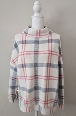Clockhouse White Plaid Mock Neck Sweater